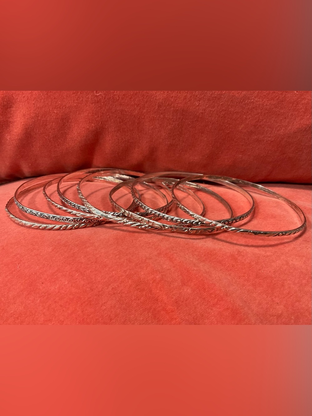 **8 - EIGHT STERLING SILVER/925 BANGLE BRACELETS - all are marked.
